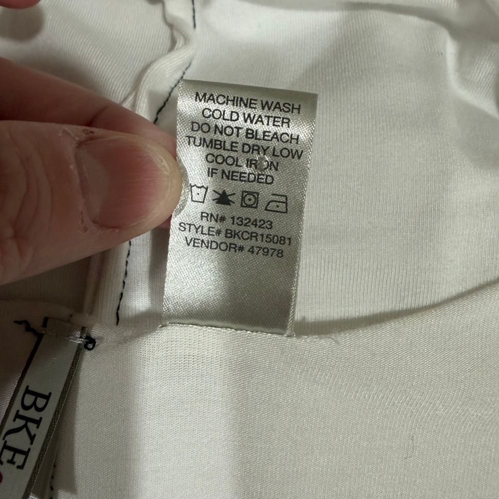 BKE core White Bamboo Rayon Scoop Neck Short Sleeve Top BKCR15081 Small - Picture 5 of 6
